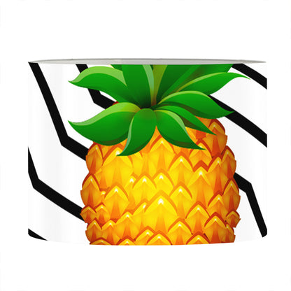 Black Geometric Pineapple Pattern Print Drum Lamp Shade