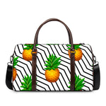 Black Geometric Pineapple Pattern Print Duffle Bag