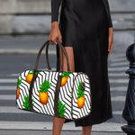 Black Geometric Pineapple Pattern Print Duffle Bag