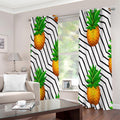 Black Geometric Pineapple Pattern Print Extra Wide Grommet Curtains