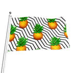 Black Geometric Pineapple Pattern Print Flag