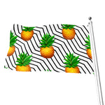 Black Geometric Pineapple Pattern Print Flag