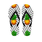 Black Geometric Pineapple Pattern Print Flip Flops