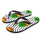 Black Geometric Pineapple Pattern Print Flip Flops
