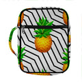Black Geometric Pineapple Pattern Print Front Pocket Bible Bag