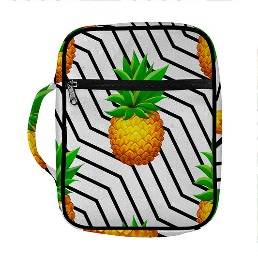 Black Geometric Pineapple Pattern Print Front Pocket Bible Bag