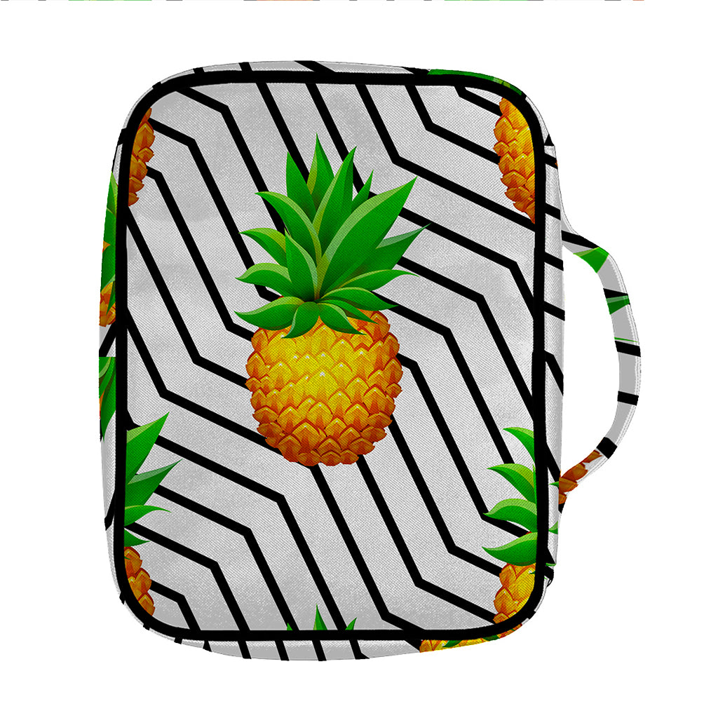 Black Geometric Pineapple Pattern Print Front Pocket Bible Bag