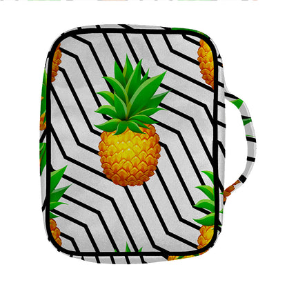 Black Geometric Pineapple Pattern Print Front Pocket Bible Bag