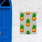 Black Geometric Pineapple Pattern Print Garden Flag