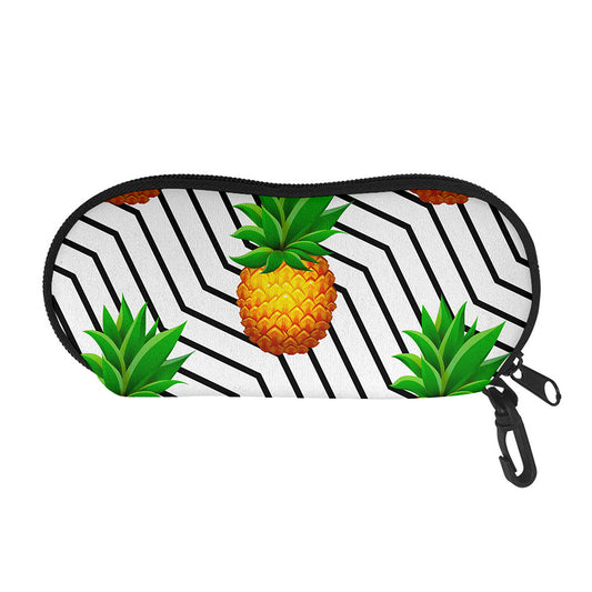 Black Geometric Pineapple Pattern Print Glasses Case
