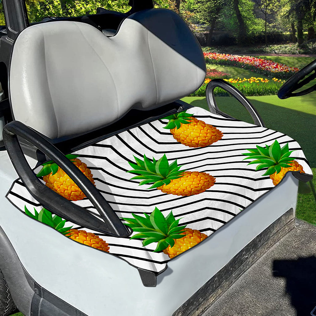 Black Geometric Pineapple Pattern Print Golf Cart Seat Cover