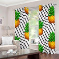 Black Geometric Pineapple Pattern Print Grommet Curtains