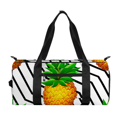 Black Geometric Pineapple Pattern Print Gym Bag