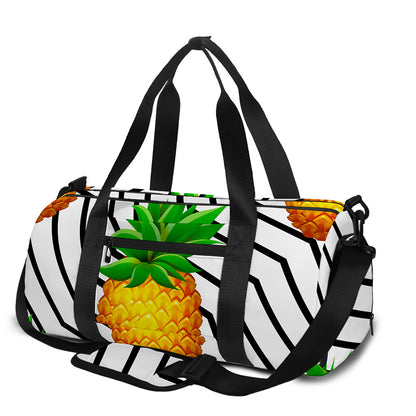 Black Geometric Pineapple Pattern Print Gym Bag