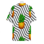 Black Geometric Pineapple Pattern Print Hawaiian Shirt