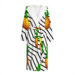 Black Geometric Pineapple Pattern Print Hooded Bathrobe