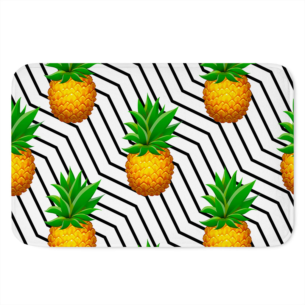 Black Geometric Pineapple Pattern Print Indoor Door Mat
