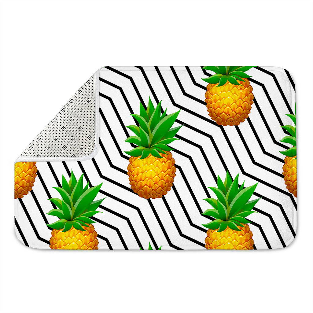 Black Geometric Pineapple Pattern Print Indoor Door Mat