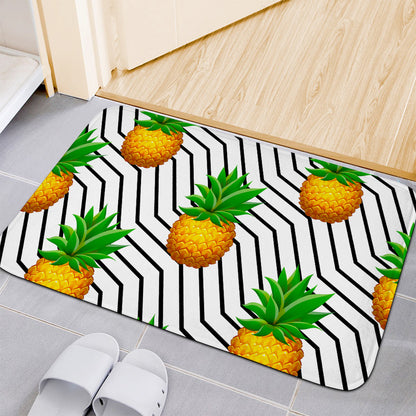 Black Geometric Pineapple Pattern Print Indoor Door Mat