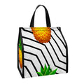 Black Geometric Pineapple Pattern Print Insulated Lunch Tote