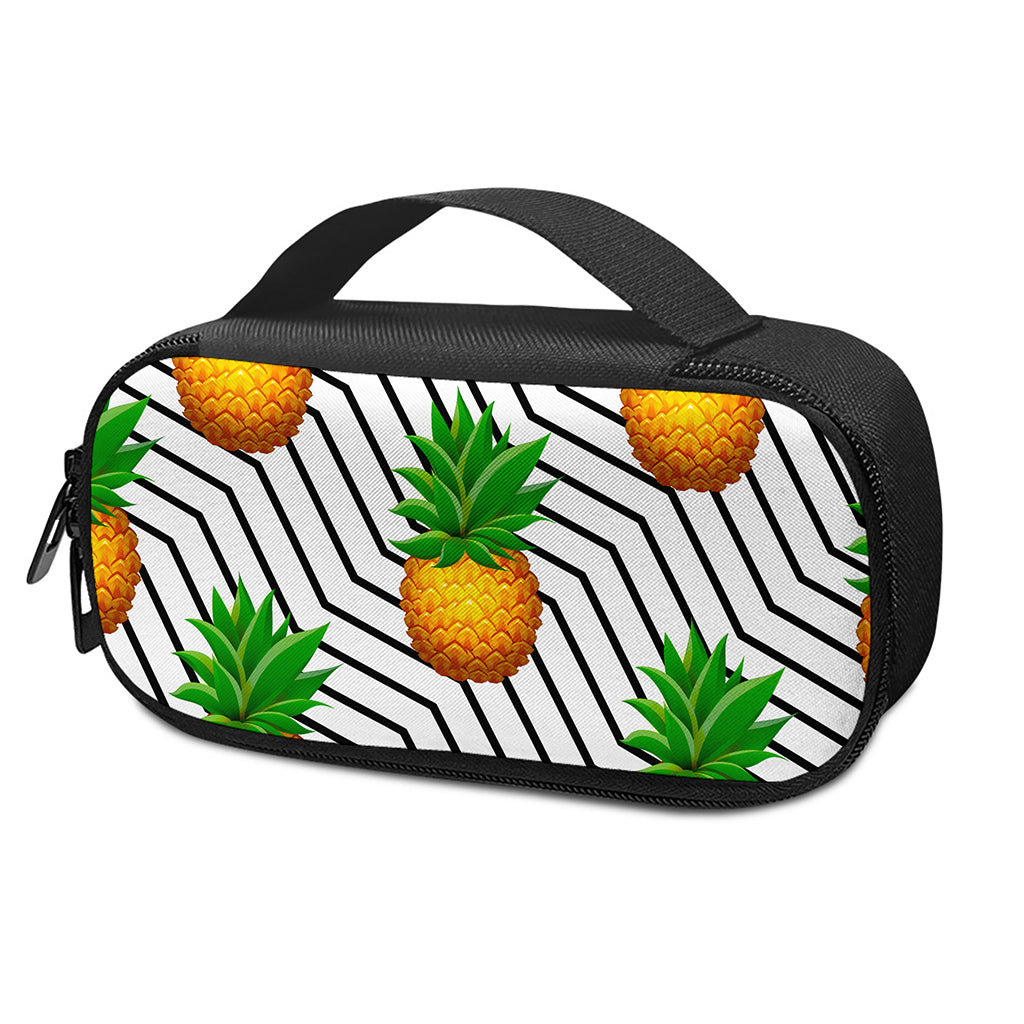 Black Geometric Pineapple Pattern Print Insulin Cooler Travel Case
