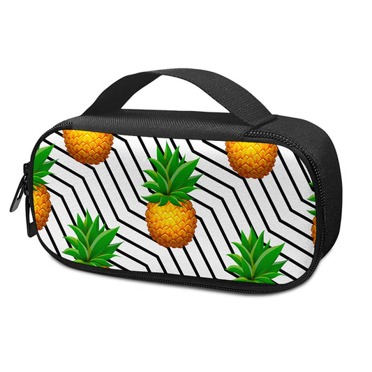 Black Geometric Pineapple Pattern Print Insulin Cooler Travel Case