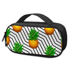 Black Geometric Pineapple Pattern Print Insulin Cooler Travel Case