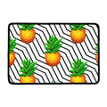 Black Geometric Pineapple Pattern Print Kitchen Mat
