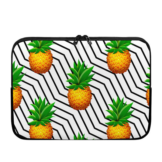 Black Geometric Pineapple Pattern Print Laptop Sleeve