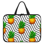 Black Geometric Pineapple Pattern Print Laptop Sleeve With Handle