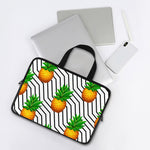 Black Geometric Pineapple Pattern Print Laptop Sleeve With Handle