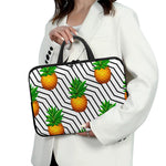 Black Geometric Pineapple Pattern Print Laptop Sleeve With Handle