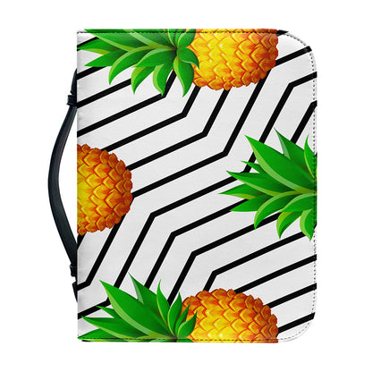 Black Geometric Pineapple Pattern Print Leather Bible Cover