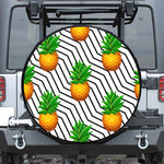 Black Geometric Pineapple Pattern Print Leather Spare Tire Cover