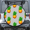 Black Geometric Pineapple Pattern Print Leather Spare Tire Cover