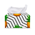 Black Geometric Pineapple Pattern Print Leather Tissue Box Cover