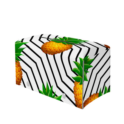 Black Geometric Pineapple Pattern Print Leather Tissue Box Cover
