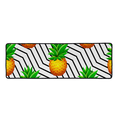 Black Geometric Pineapple Pattern Print Long Kitchen Mat