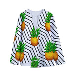 Black Geometric Pineapple Pattern Print Long Sleeve Short Coat