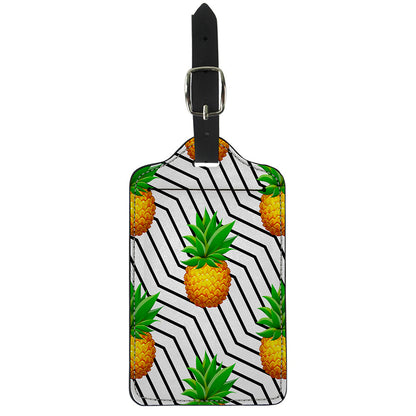 Black Geometric Pineapple Pattern Print Luggage Tag