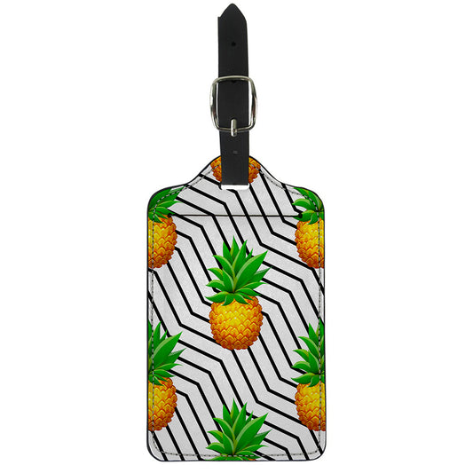 Black Geometric Pineapple Pattern Print Luggage Tag