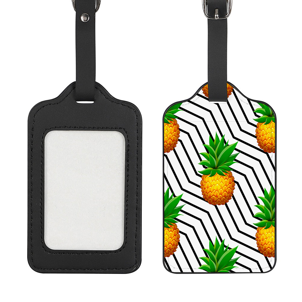 Black Geometric Pineapple Pattern Print Luggage Tag