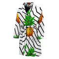 Black Geometric Pineapple Pattern Print Men's Bathrobe