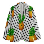 Black Geometric Pineapple Pattern Print Men's Blazer