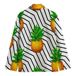Black Geometric Pineapple Pattern Print Men's Blazer