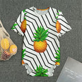 Black Geometric Pineapple Pattern Print Men's Bodysuit