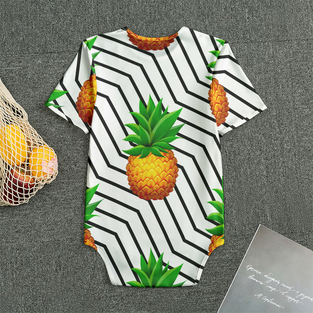 Black Geometric Pineapple Pattern Print Men's Bodysuit