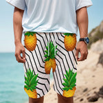 Black Geometric Pineapple Pattern Print Men's Cargo Shorts