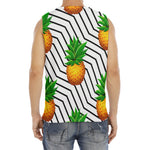 Black Geometric Pineapple Pattern Print Men's Fitness Tank Top