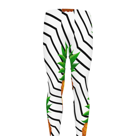 Black Geometric Pineapple Pattern Print Men's leggings